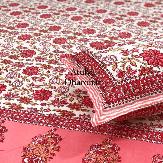 Pink Floral Jaal Bedsheet