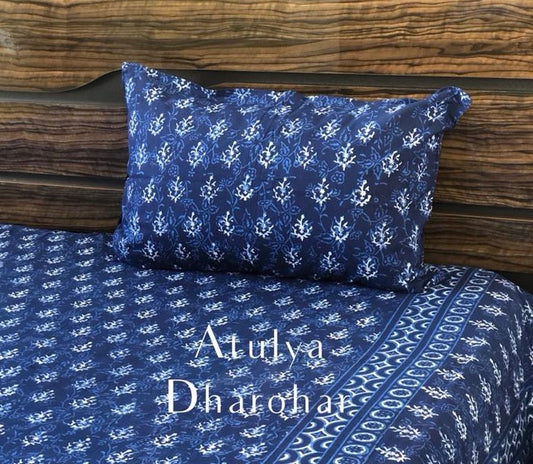 Indigo Butti Hand Block Pillow Covers
