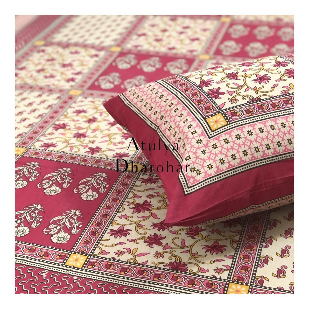 Maroon Packwork Look Single Bedsheet