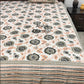 Peach and Grey Floral Jaal Cotton King Size Bedsheet