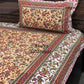 Red Floral Jaal Cotton Single Bedsheet