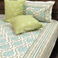 Turquoise Floral Mughal Jaal Cotton Super King Bedsheet
