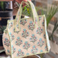 Blue Marigold Floral Mini Tote with Zip