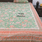 Green and Orange Floral Jaal Super King Bedsheet