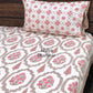 Pink and Brown Floral Mughal Jaal Super King Cotton Bedsheet