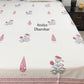 Red Floral Motifs Percale Cotton Hand Block Super King Bedsheet