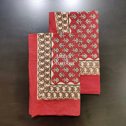 Red Kalamkari Pillow Covers