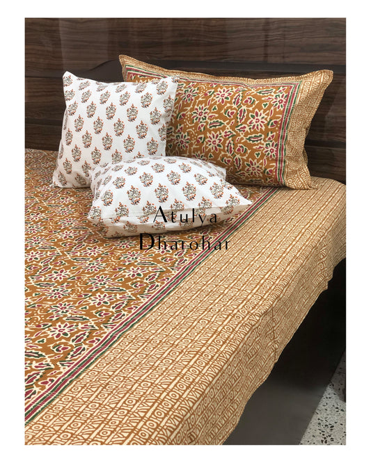 Mustard Floral Jaal Bedsheet