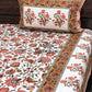 Orange Floral Jaal Cotton Super King Bedsheet