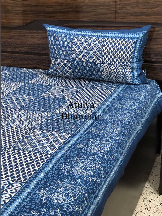 Indigo Cotton King Size Bedsheet