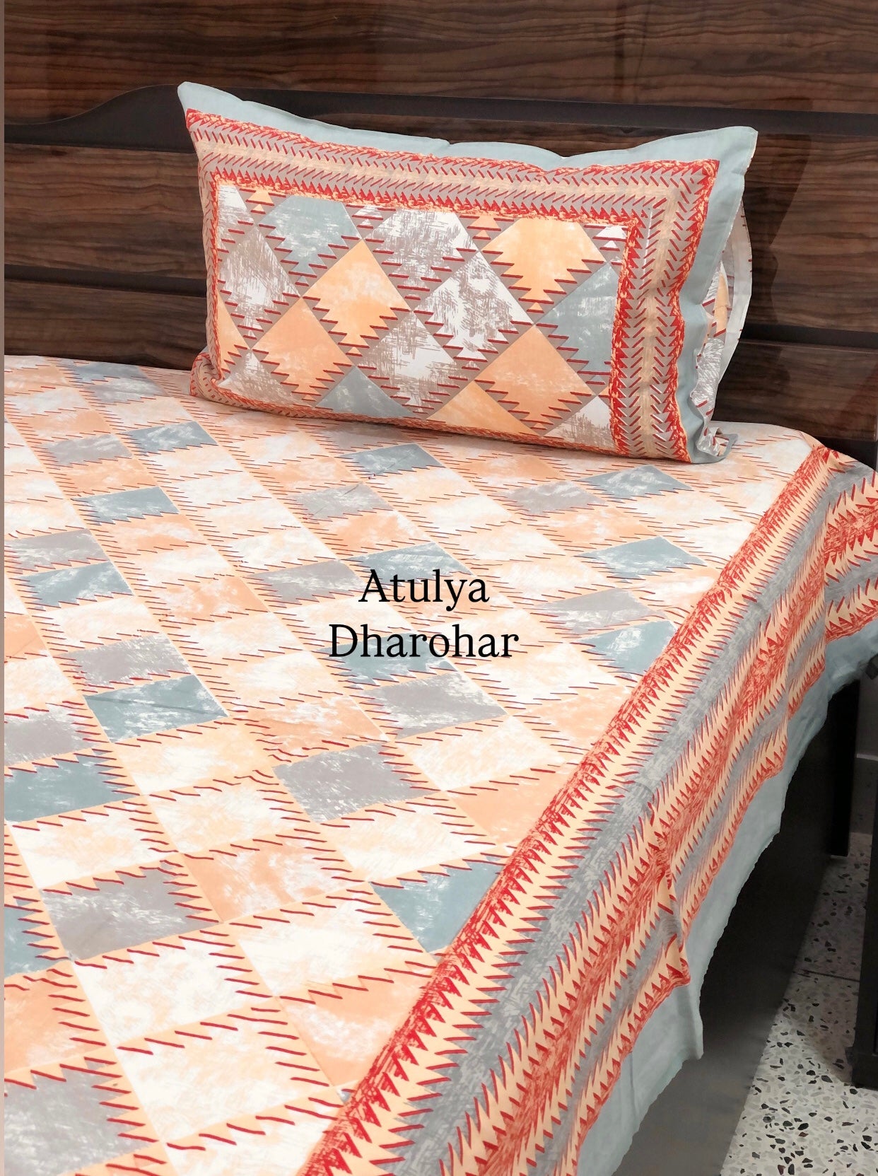 Multicolour Cotton Super King Bedsheet
