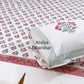 Pink Floral Motifs Hand Block Super King Cotton Bedsheet