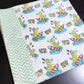 Surfing Croc and Good Vibes Hand Block Printed Waffle Cotton Kids Towel