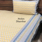 Yellow and Blue Butti Cotton King Size Bedsheet