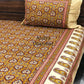 Mustard and Maroon Cotton Kalamkari Super King Bedsheet