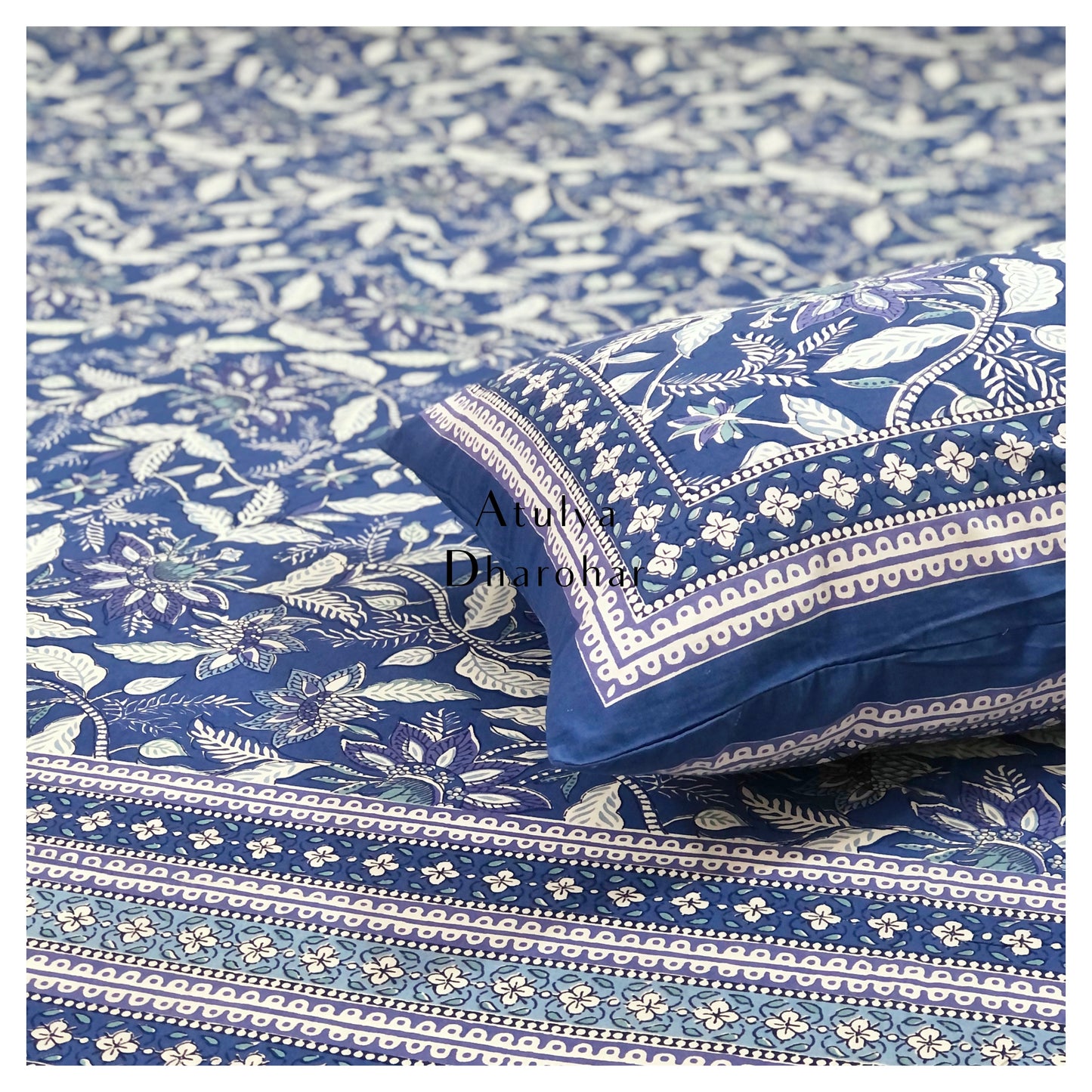 Blue Floral Jaal Bedsheet
