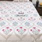 Pink and Blue Floral Mughal Jaal Percale Cotton Hand Block Super King Bedsheet