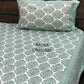 Turquoise Green Floral Motifs Cotton Super King Bedsheet