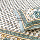 Turquoise and Yellow Floral Jaal Super King Cotton Bedsheet