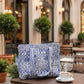 Blue Patchwork Look Medium Tote Bag with Zip