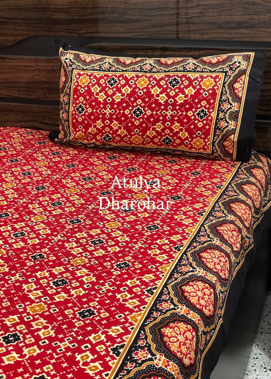 Red Bandhej Cotton King Size Bedsheet