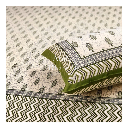 Green Mughal Butta Bedsheet