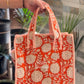 Orange Floral Mini Tote Bag with Zip