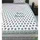 Blue Floral Motifs Cotton King Size Bedsheet