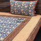 Indigo Kalamkari Hand Block Printed Single Bedsheet