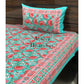 Teal and Pink Lotus Motifs Single Bedsheet
