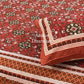 Maroon and Green Cotton Kalamkari King Size Bedsheet