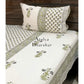 Designer Green Mughal Motifs Hand Block Bedsheet