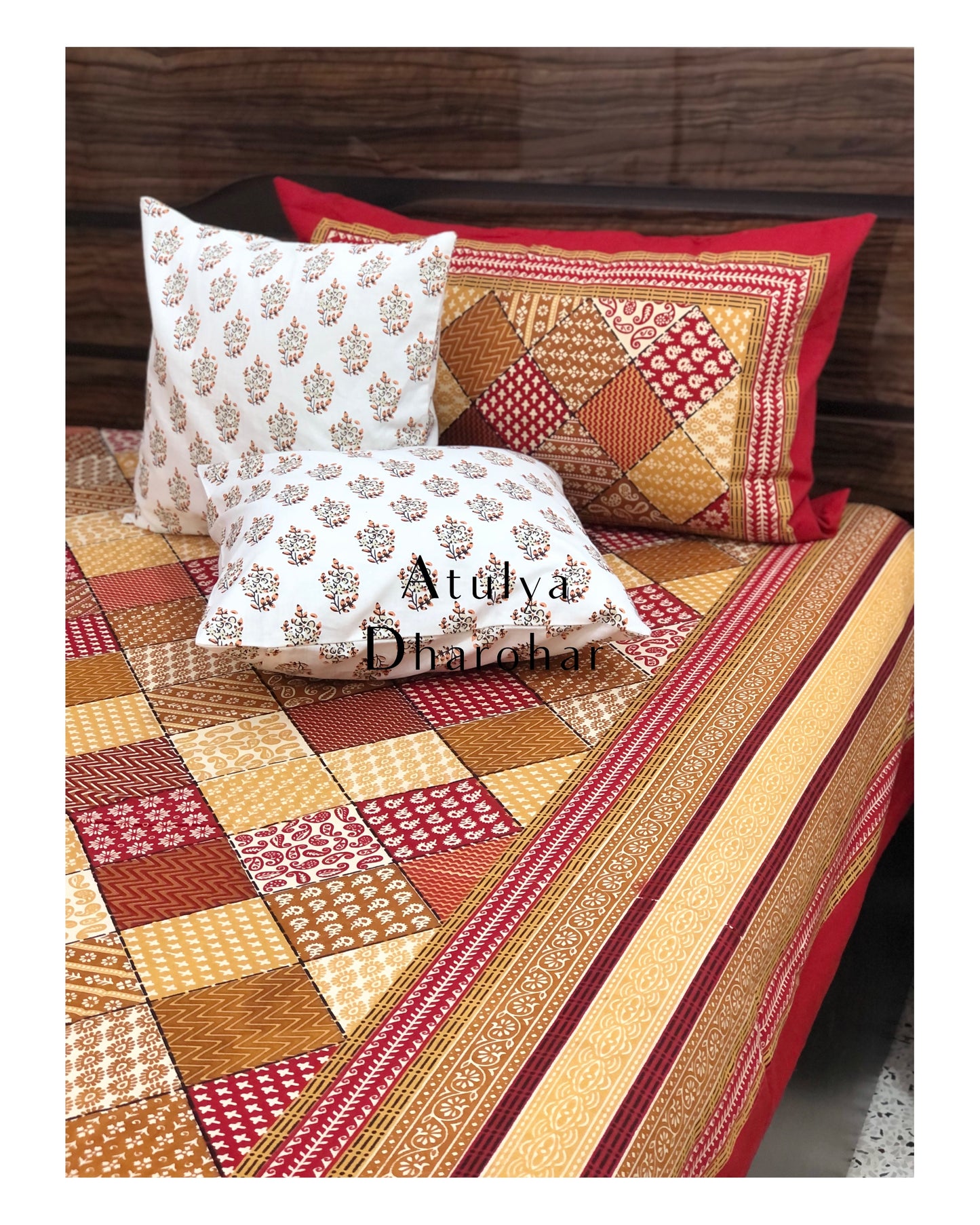 Patchwork Look Kalamkari Bedsheet