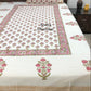 Pink Palm Tree Motifs Hand Block Printed Single Bedsheet