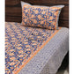 Blue Floral Jaal Cotton King Size Bedsheet