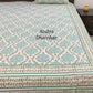 Turquoise Floral Mughal Jaal Cotton Super King Bedsheet