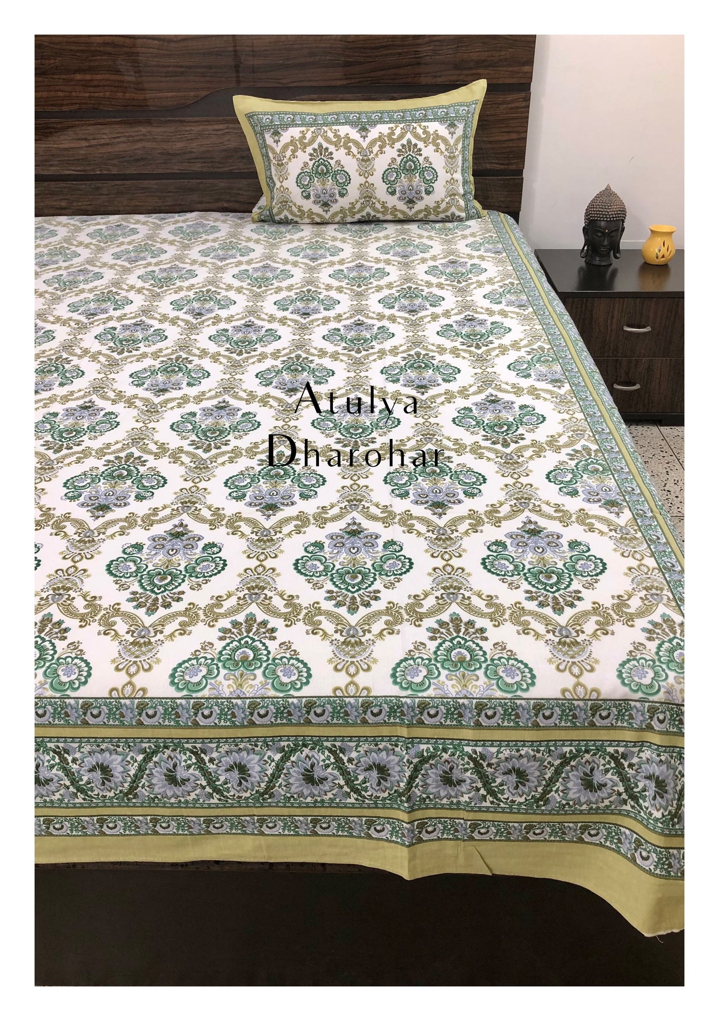 Green Mughal Jaal Bedsheet