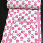 Pink Floral Motifs Mulmul Double Bed Dohar