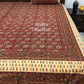 Maroon and Mustard Cotton Kalamkari Super King Bedsheet