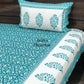 Turquoise Floral Jaal Bedsheet
