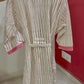 Pink and Green Strips Hand Block Printed Waffle Cotton Bathrobe