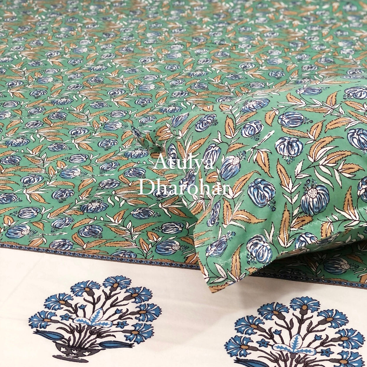 Blue Floral Jaal Bedsheet