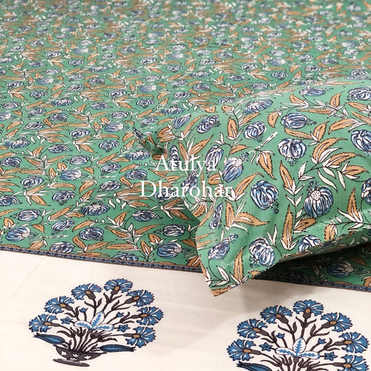 Blue Floral Jaal Bedsheet