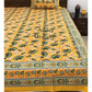 Yellow and Green Lotus Motifs Bedsheet