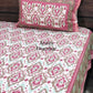 Pink and Green Ikat Cotton Super King Bedsheet
