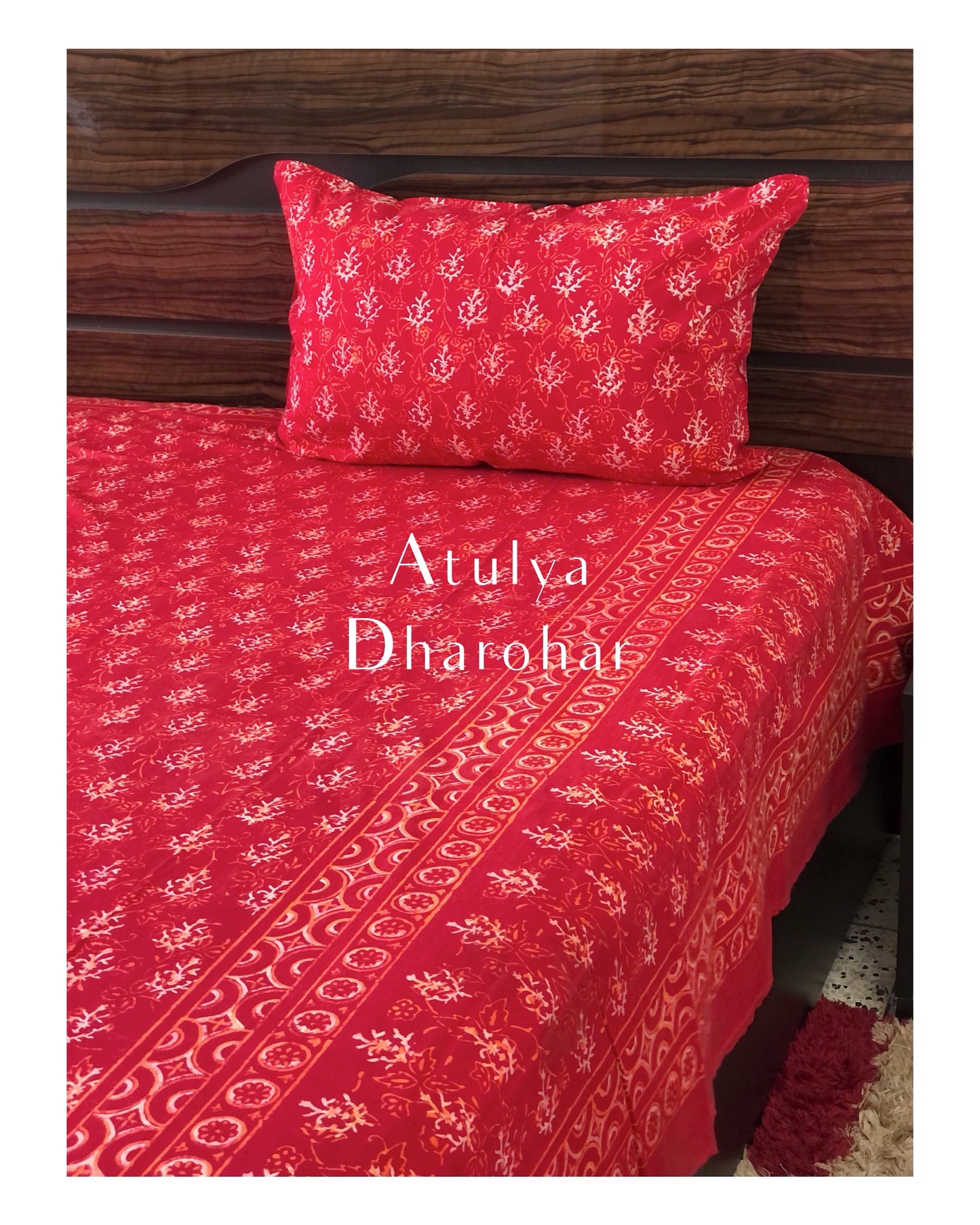 Red Butti Hand Block Printed Bedsheet