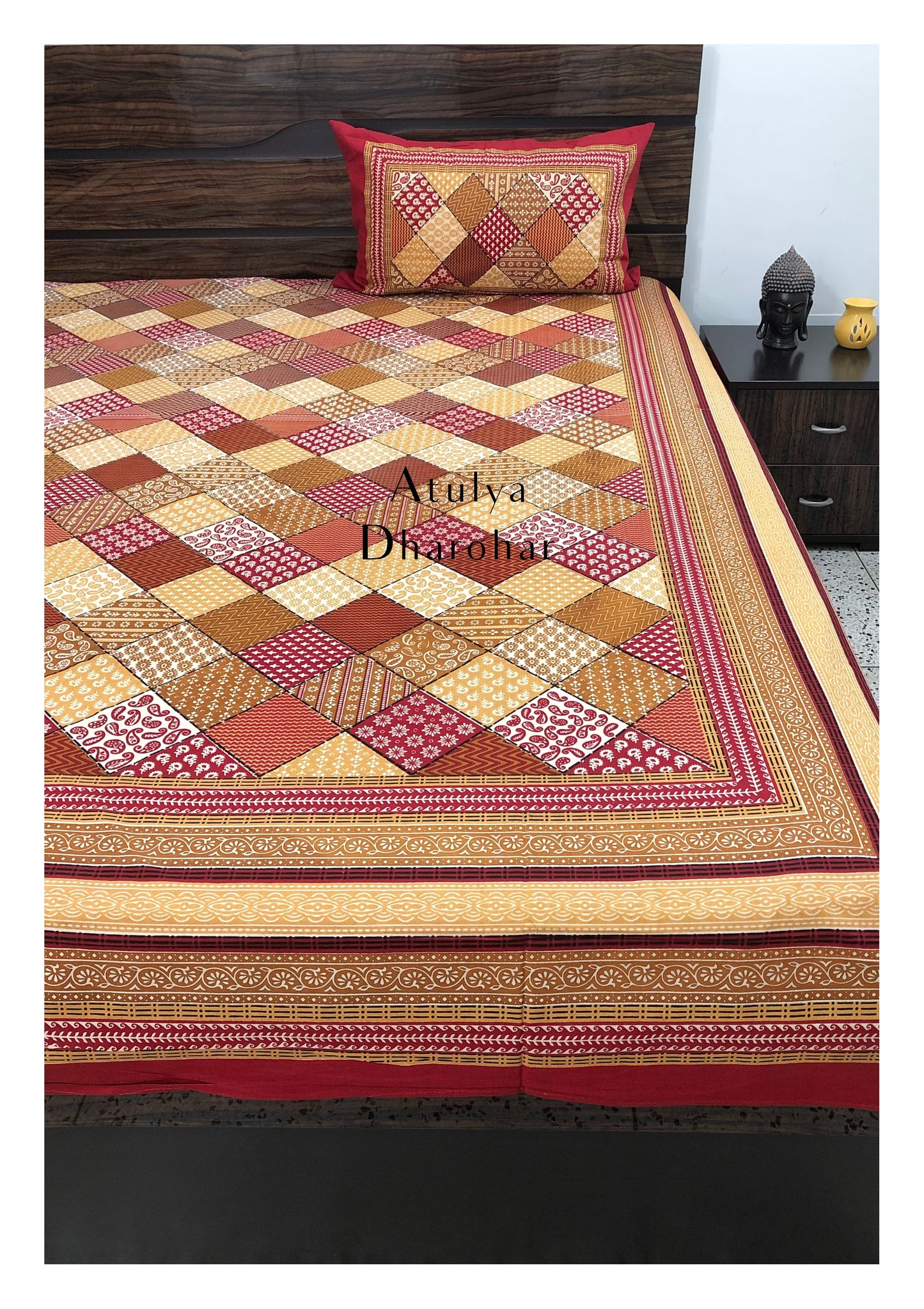 Patchwork Look Kalamkari Bedsheet