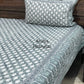 Grey Floral Motifs Cotton Super King Bedsheet