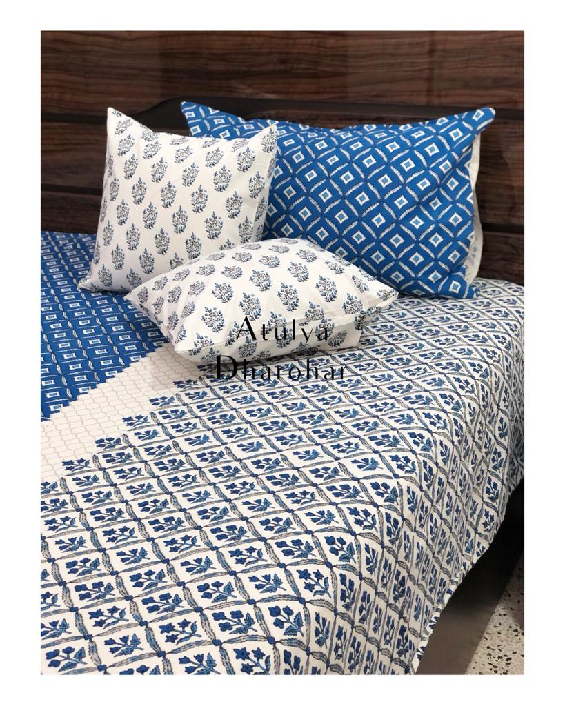 Blue Butti Cushion Cover Pair