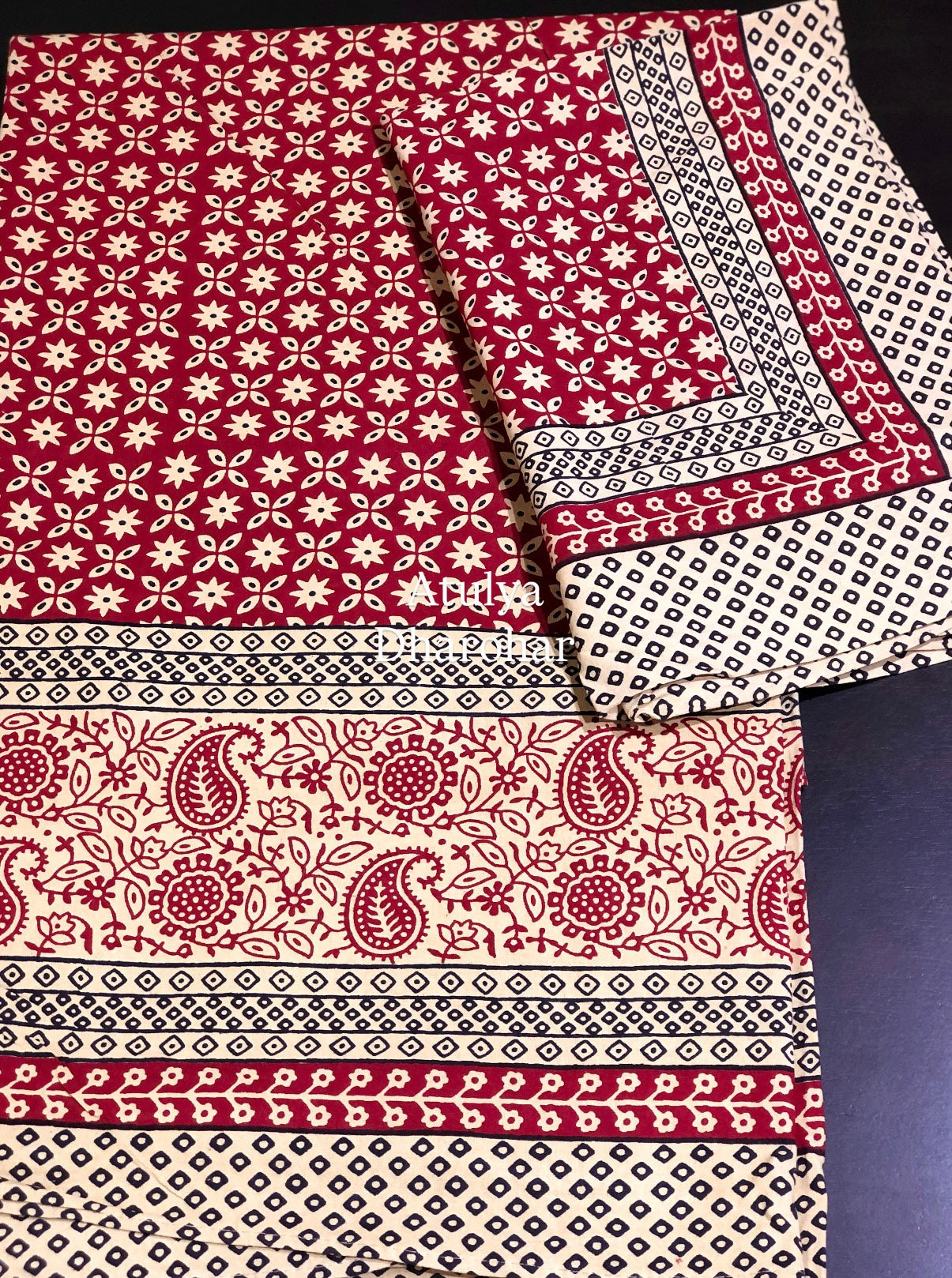 Red Kalamkari Single Bedsheet